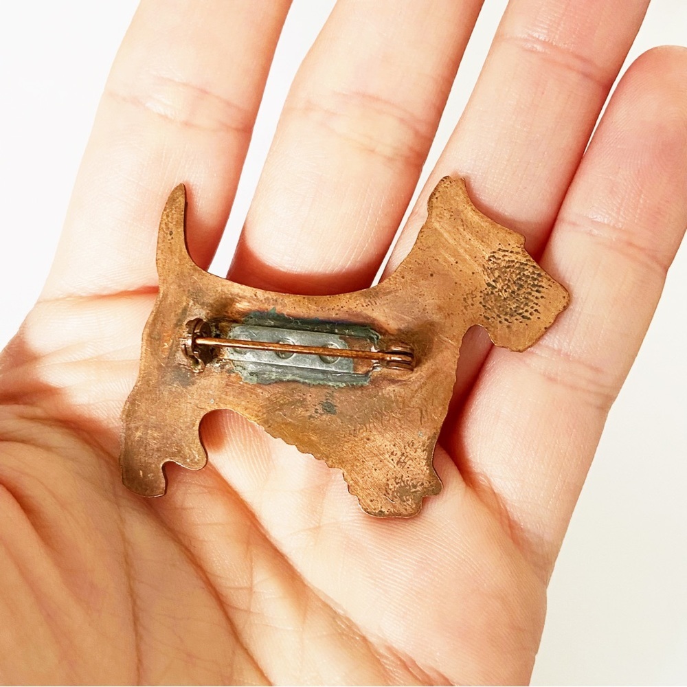 Vintage solid copper Scotty dog brooch pin - Picture 4 of 5
